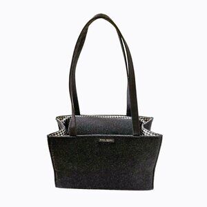Vintage Kate Spade NY Sam Wool Shoulder Bag Charcoal Gray Houndstooth Y2K Luxury